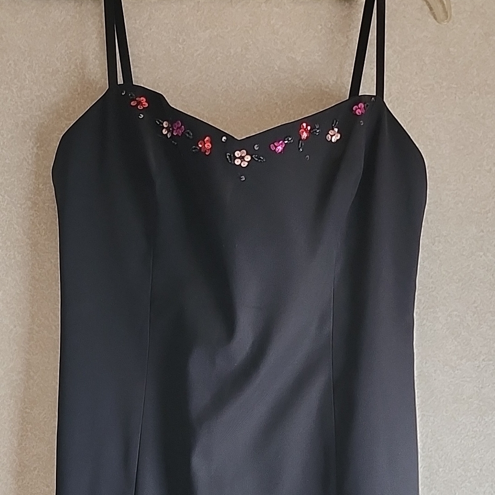 Laundry By Shelli Segal Black Camisole with Floral Embroidery